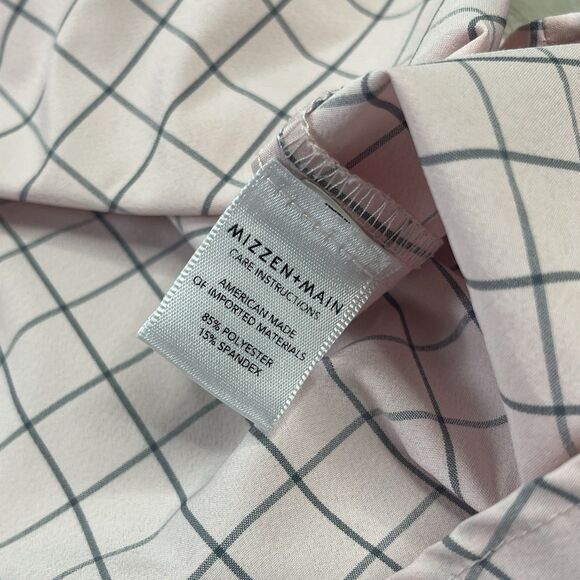 Mizzen + Main Leeward Shirt Mens Large Trim Pink White Check Golf Casual P - Picture 10 of 11